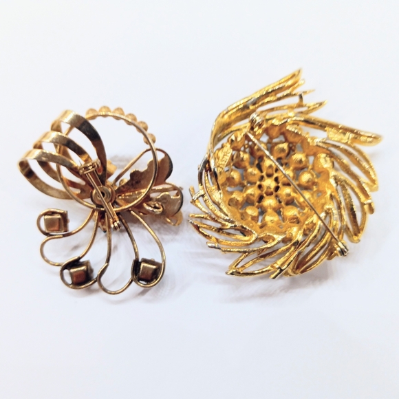 Brooch Lot 2 Blue Rhinestones Vintage Jewelry - Picture 4 of 5